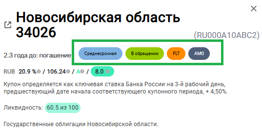 Индикаторы особенностей облигаций